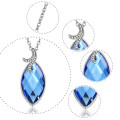 Simple Design Blue Gemstone Necklace Earrings Imitation Jewelry Set